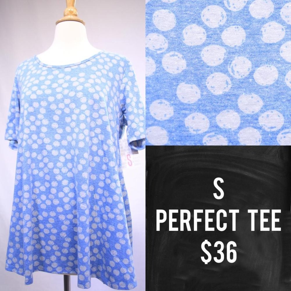 NWT LuLaRoe S Perfect Tee Blue Polka Dot